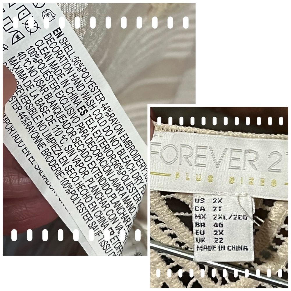 SOLD!! 2X Forever 21 Boho Romantic Crochet Embroidery Batwing - Picture 5 of 11